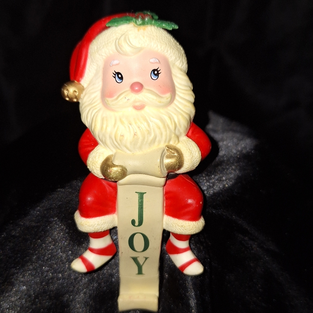 Cute Vintage Santa Stocking Holder~JOY~Russ~Celuloid?~St. Nicholas